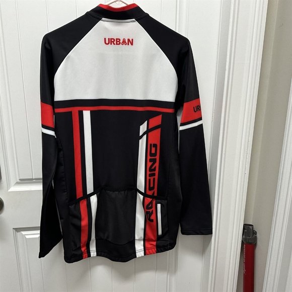 URBAN Cycling Jacket Zip Front Black Red White Super Roubaix XL - Picture 7 of 10